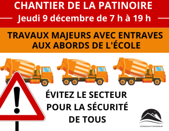 Patinoire - Travaux majeurs toute la journée du jeudi 9 décembre