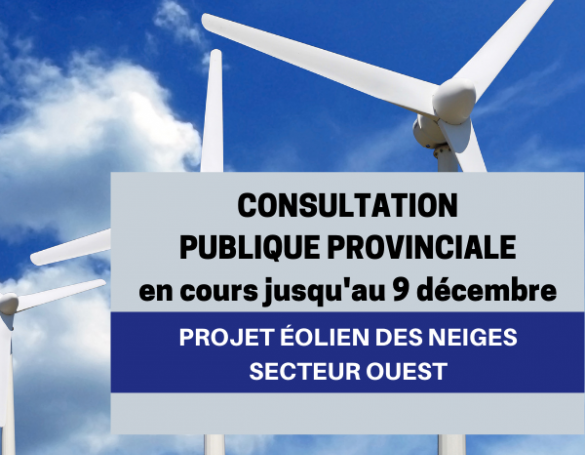 Consultation publique provinciale sur les enjeux d'un projet éolien