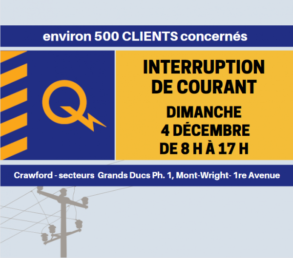 Info-Travaux : Interruption de courant le dimanche 4 décembre 2022