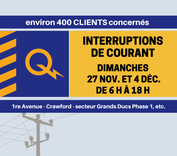 Info-Travaux : Interruption de courant les dimanches 27 novembre et 4 décembre 2022