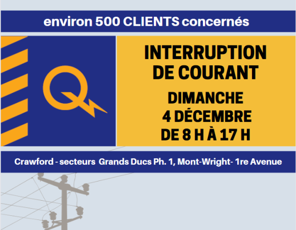 Info-Travaux : Interruption de courant le dimanche 4 décembre 2022